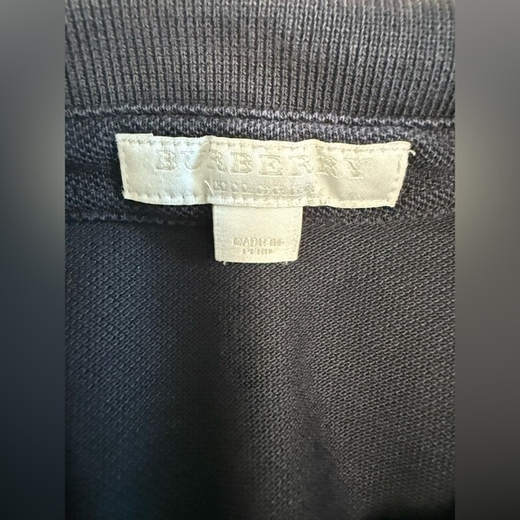 Burberry Children Boys Navy Blue Logo Nova Check Cotton Polo Shirt Sz 5T - Picture 3 of 4